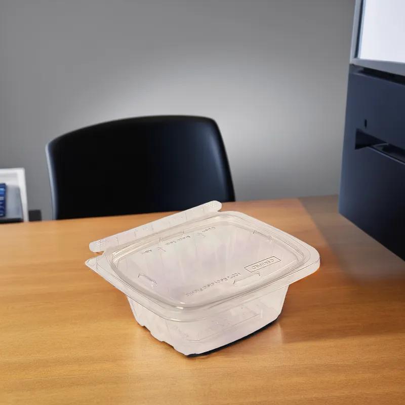 CrisPak Pro-Lok Deli Container Hinged With Flat Lid 12 OZ PET Clear Rectangle Tamper-Evident 400/Case