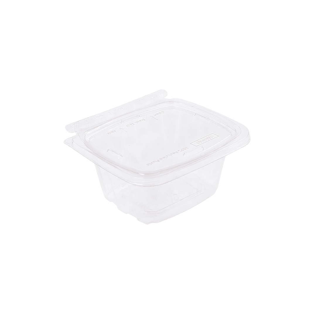 CrisPak Pro-Lok Deli Container Hinged With Flat Lid 24 OZ PET Clear Rectangle 200/Case