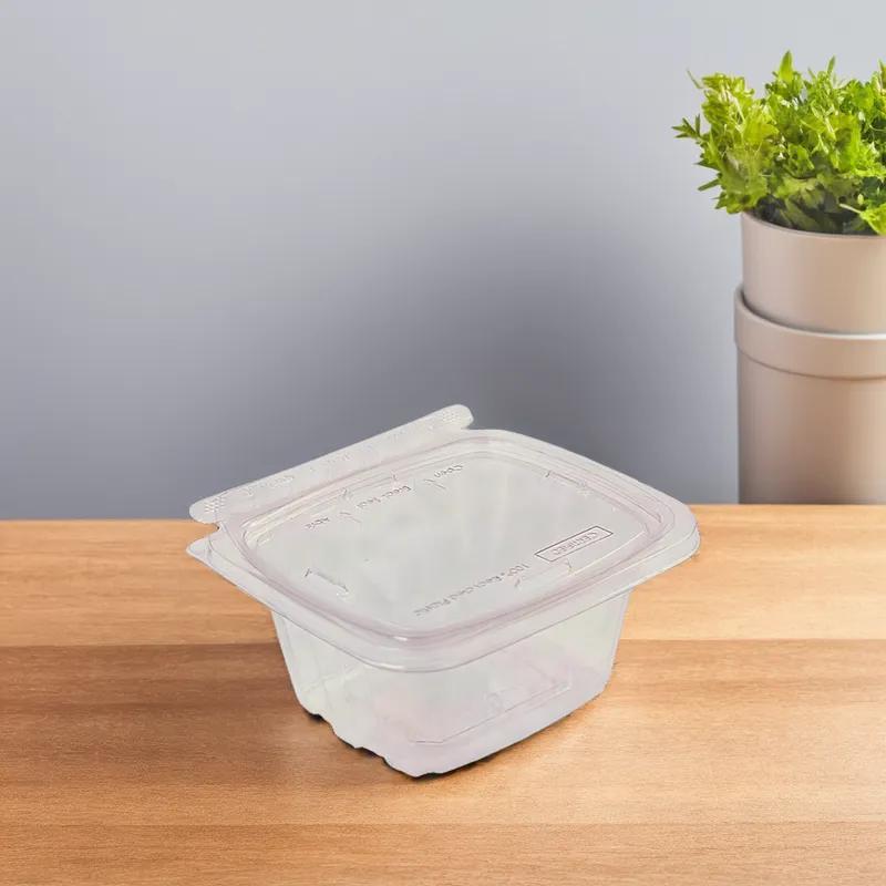 CrisPak Pro-Lok Deli Container Hinged With Flat Lid 24 OZ PET Clear Rectangle 200/Case