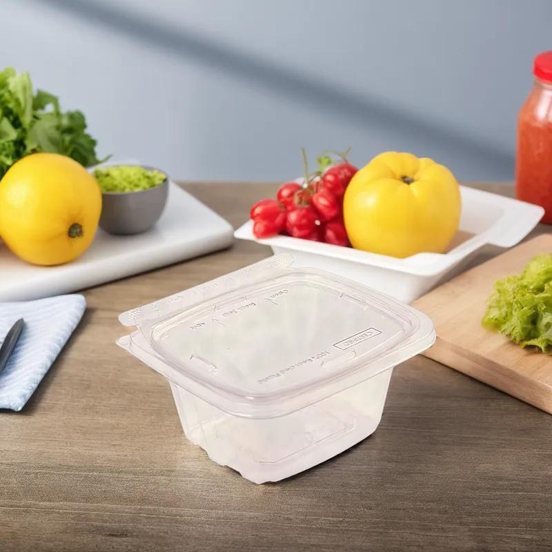 CrisPak Pro-Lok Deli Container Hinged With Flat Lid 24 OZ PET Clear Rectangle 200/Case