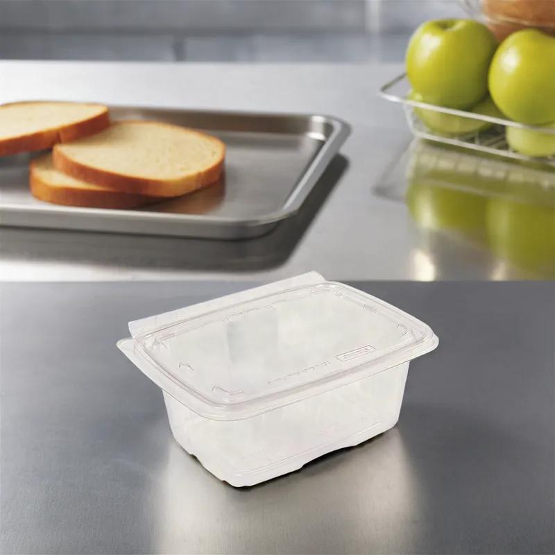 CrisPak Pro-Lok Deli Container Hinged With Flat Lid 32 OZ PET Clear Rectangle Tamper-Evident 200/Case