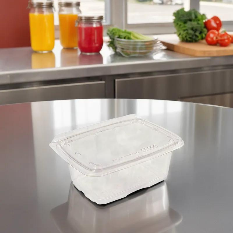CrisPak Pro-Lok Deli Container Hinged With Flat Lid 32 OZ PET Clear Rectangle Tamper-Evident 200/Case