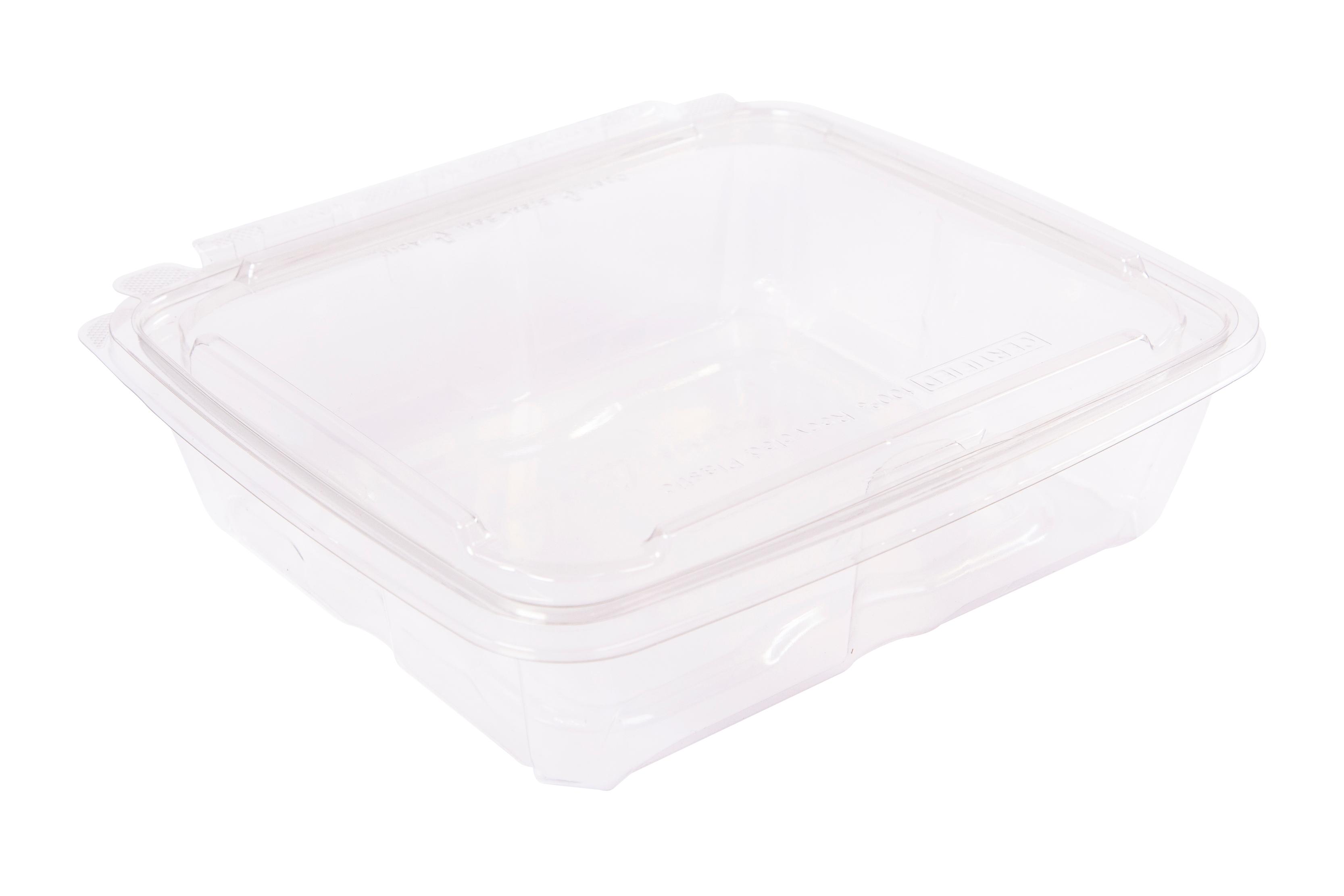 CrisPak Pro-Lok Deli Container Hinged With Flat Lid 48 OZ PET Clear Rectangle Tamper-Evident 170/Case