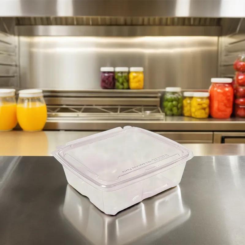 CrisPak Pro-Lok Deli Container Hinged With Flat Lid 64 OZ PET Clear Rectangle Tamper-Evident 170/Case