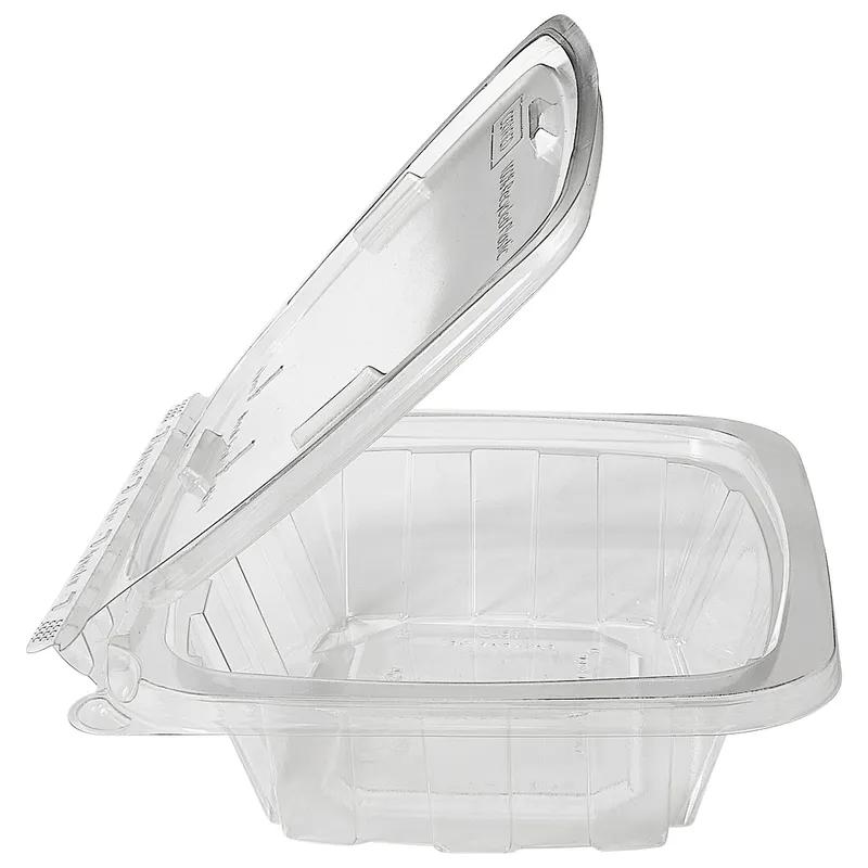 CrisPak Pro-Lok Deli Container Hinged With Flat Lid 8 OZ PET Clear Rectangle Tamper-Evident 400/Case