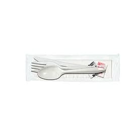 Victoria Bay 6PC Cutlery Kit PP White Medium Weight With 13X17 Napkin,Fork,Knife,Salt & Pepper,Soup Spoon 250/Case