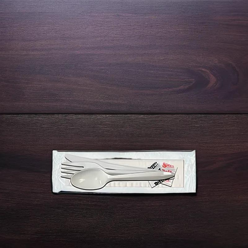 Victoria Bay 6PC Cutlery Kit PP White Medium Weight With 13X17 Napkin,Fork,Knife,Salt & Pepper,Soup Spoon 250/Case