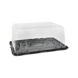 RoseDome Cake Container & Lid Combo With Dome Lid 1/4 Size 15X11X6 IN PET Clear Black Rectangle 60/Case
