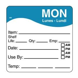 Monday Label 2.5X2.5 IN 125/Roll