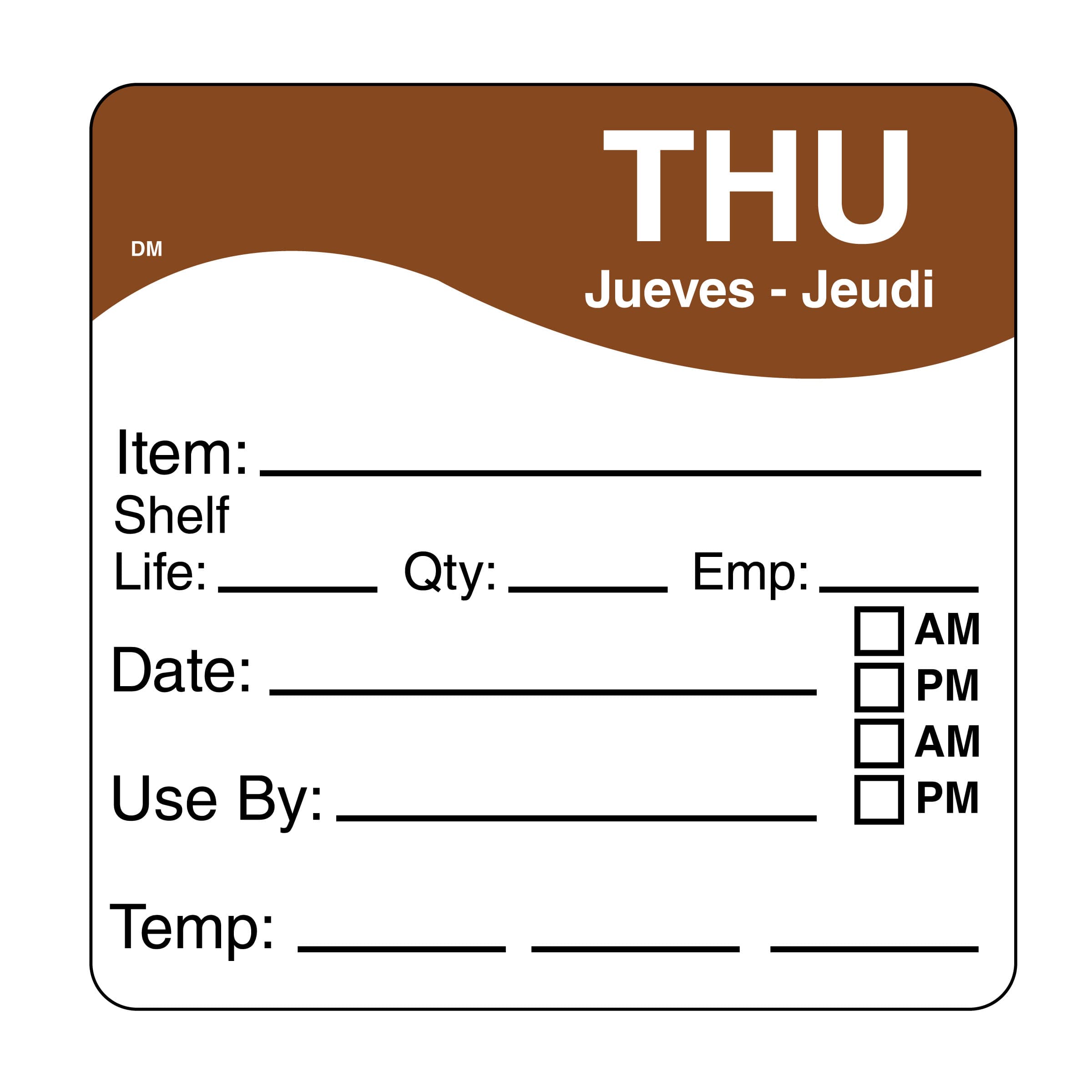 Thursday Label 2.5X2.5 IN 125/Roll