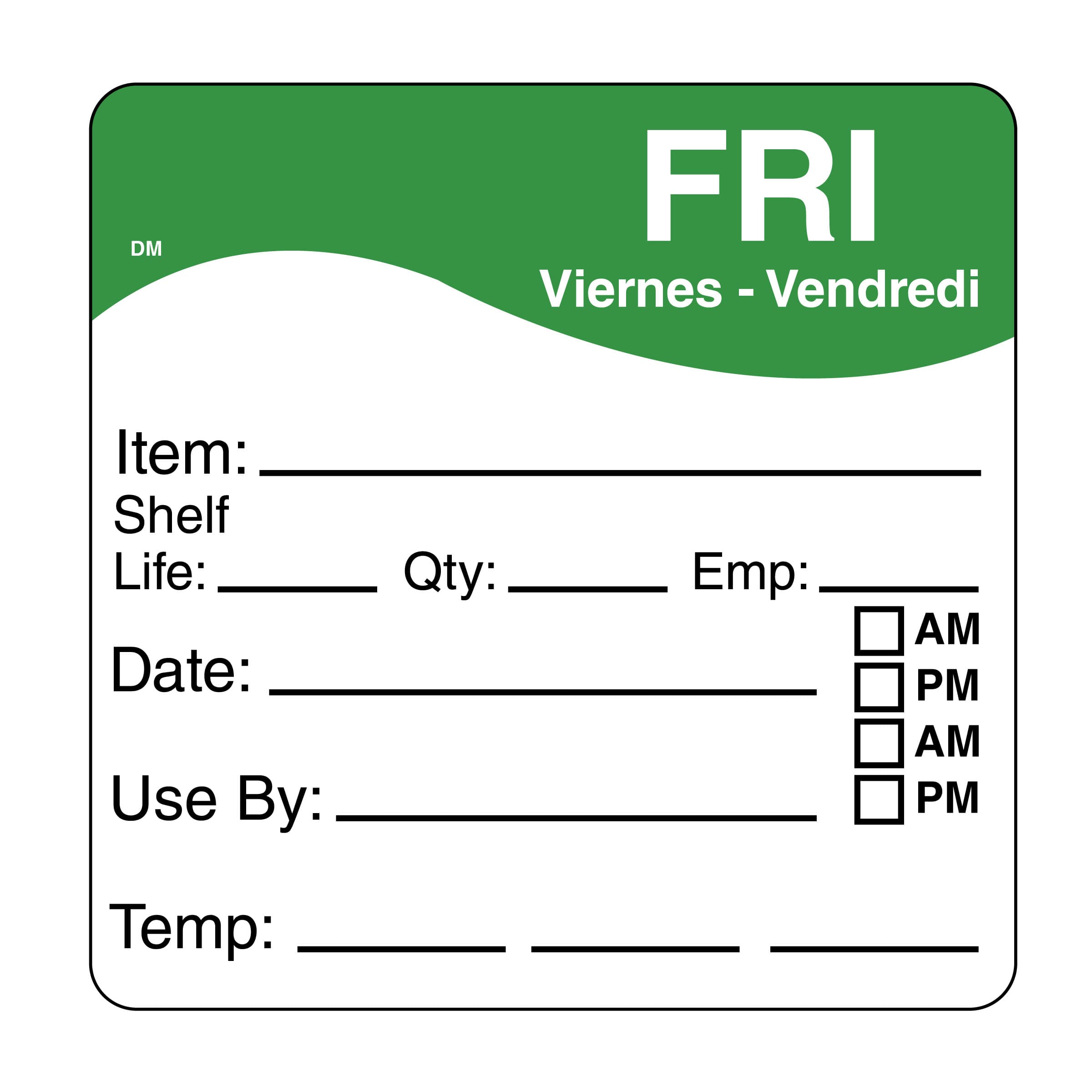 Friday Label 2.5X2.5 IN 125/Roll
