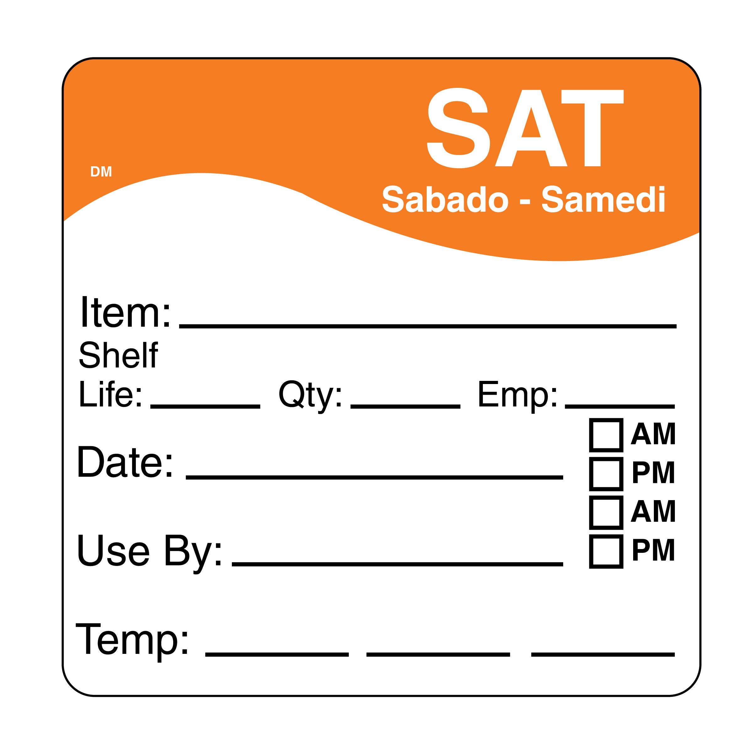 Saturday Label 2.5X2.5 IN 125/Roll