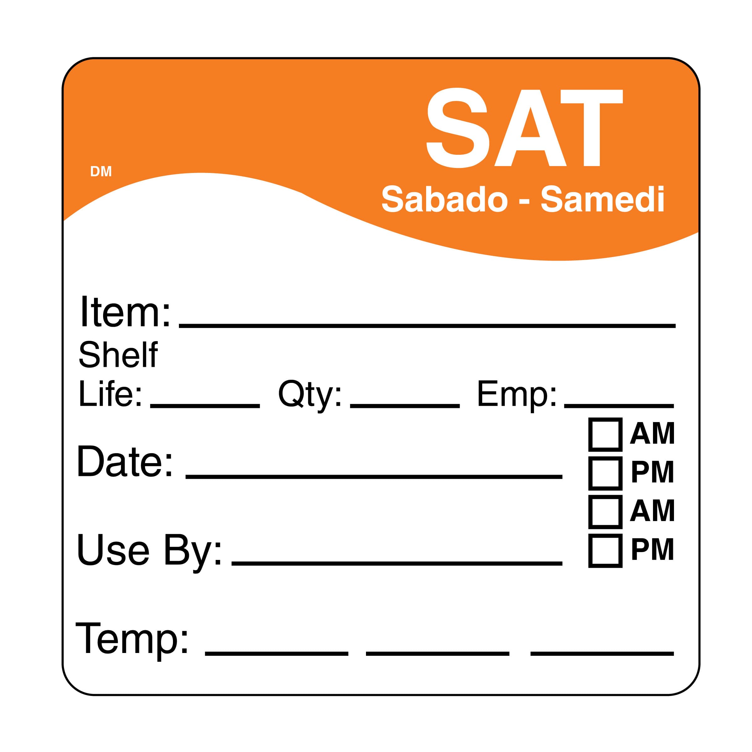 Saturday Label 2.5X2.5 IN 125/Roll