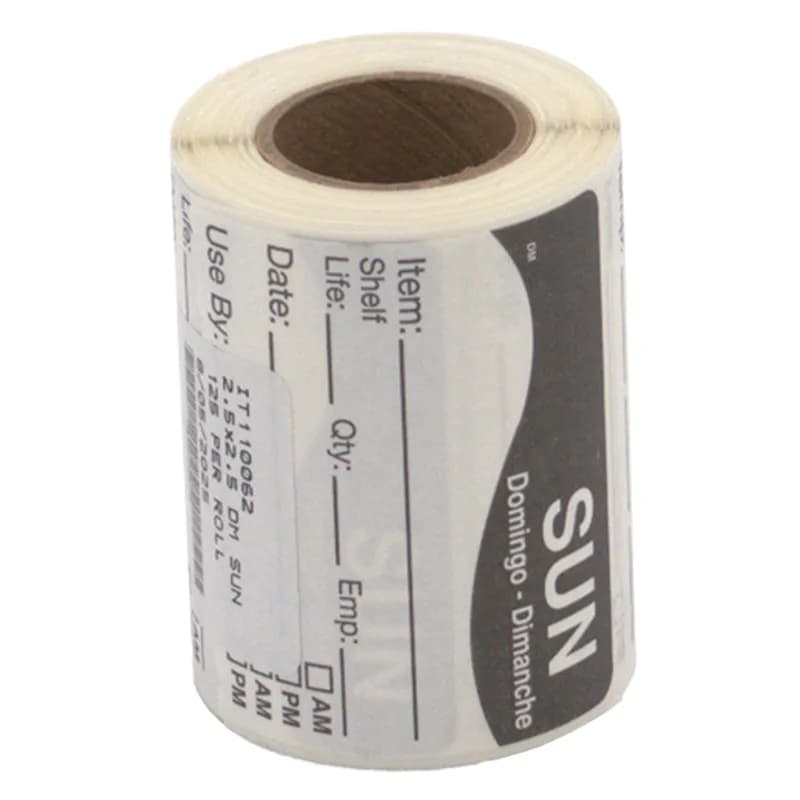 Sunday Label 2.5X2.5 IN 125/Roll