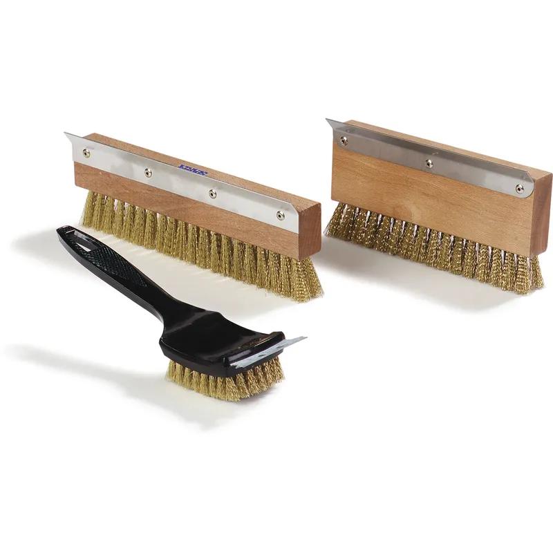 Pizza Oven Brush & Scraper 10 IN Brass Wood 1/Each