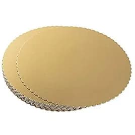 Cake Board 8 IN Chipboard Gold Scalloped Laminated Non-Metallic 200/Case