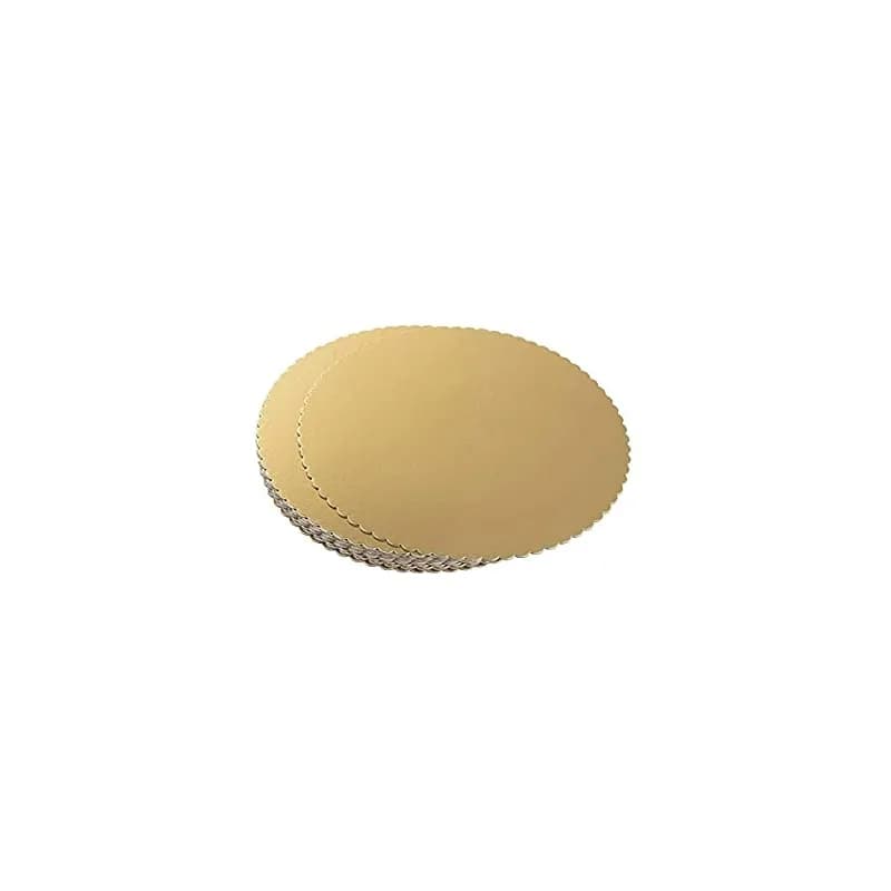 Cake Board 8 IN Chipboard Gold Scalloped Laminated Non-Metallic 200/Case