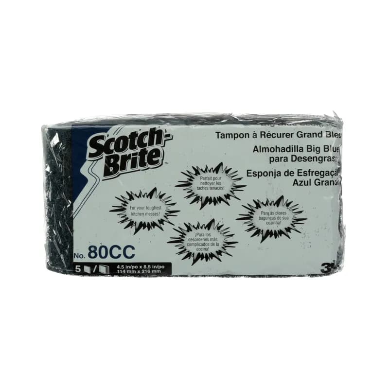 Scotch-Brite™ 80CC Scouring Pad 8.5X4.5 IN Heavy Duty Fiber Blue Rectangle Big Blue 5 Count/Pack 4 Packs/Case