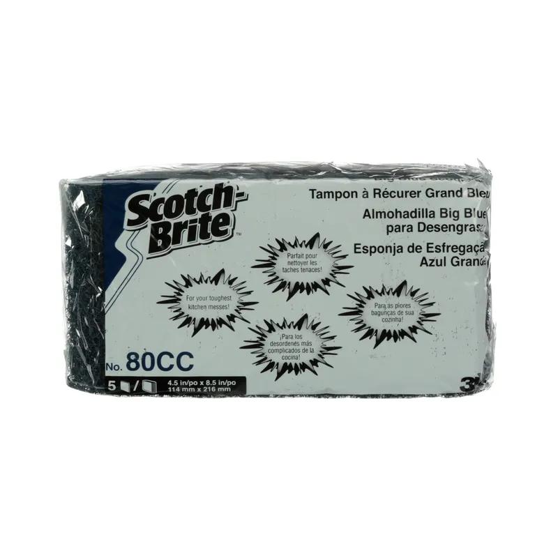 Scotch-Brite™ 80CC Scouring Pad 8.5X4.5 IN Heavy Duty Fiber Blue Rectangle Big Blue 5 Count/Pack 4 Packs/Case