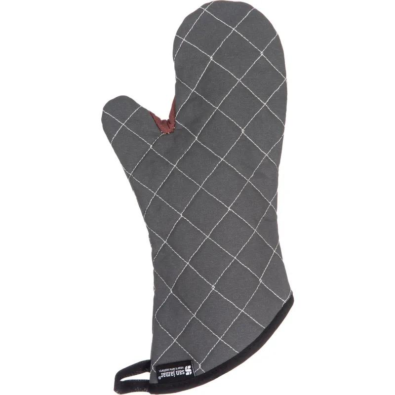 San Jamar Oven Mitt 15 IN Cotton Synthetic Blend Black WebGuard 1/Pair