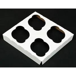 Cupcake Container Insert 8X8X1 IN 4 Compartment Clay-Coated Kraft Board White Kraft Square 200/Case