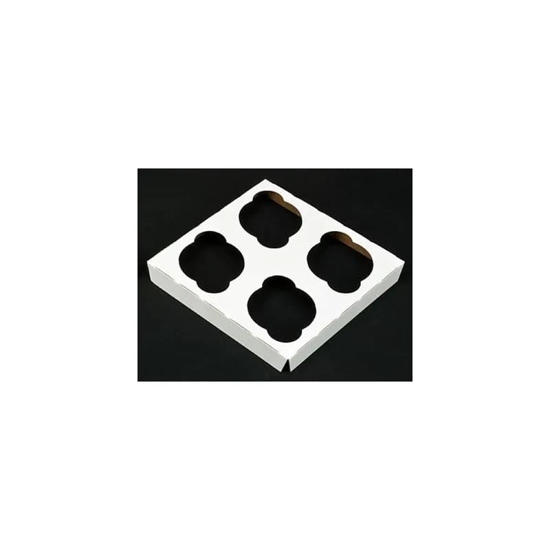 Cupcake Container Insert 8X8X1 IN 4 Compartment Clay-Coated Kraft Board White Kraft Square 200/Case