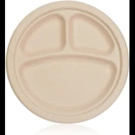 Plate 9 IN 3 Compartment Plant Fiber Brown 500/Case