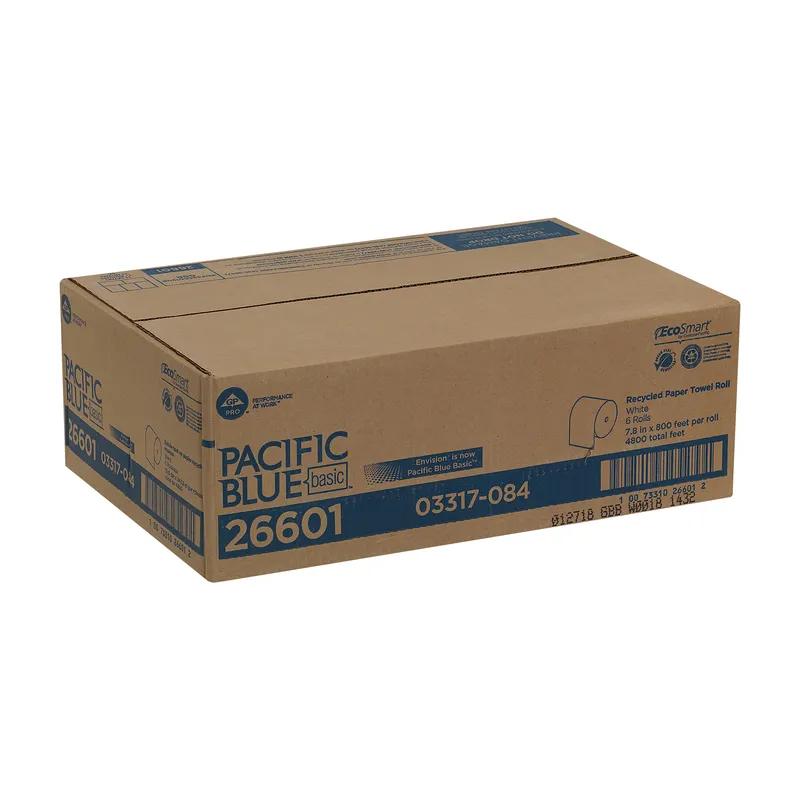 Pacific Blue Basic Roll Paper Towel 7.87IN X800FT 1PLY White Standard Roll EPA Indicator 6 Rolls/Case