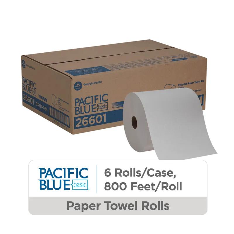 Pacific Blue Basic Roll Paper Towel 7.87IN X800FT 1PLY White Standard Roll EPA Indicator 6 Rolls/Case