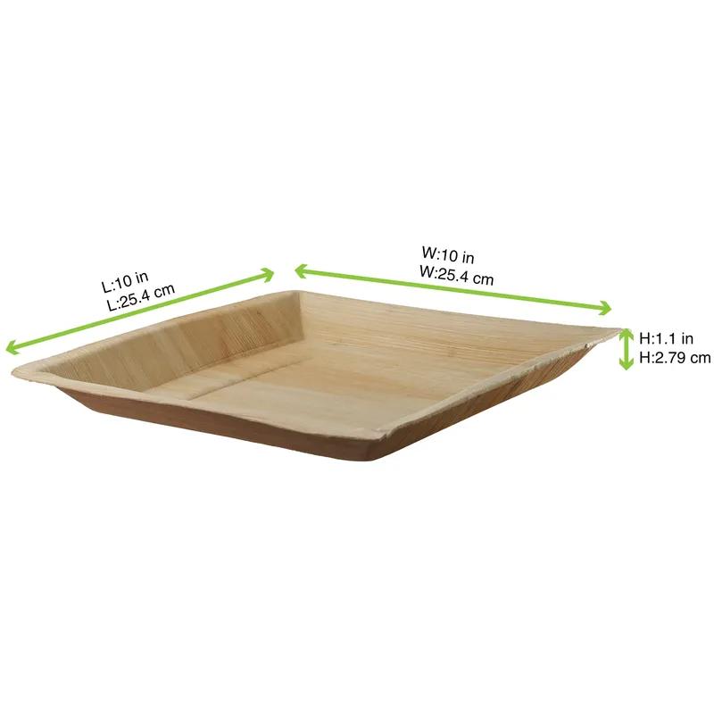 Plate 10X10 IN Palm Leaf Square 25 Count/Pack 4 Packs/Case 100 Count/Case