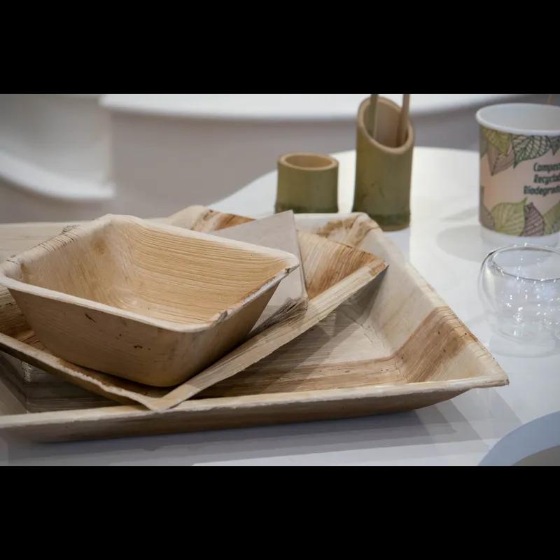 Plate 10X10 IN Palm Leaf Square 25 Count/Pack 4 Packs/Case 100 Count/Case