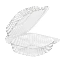 Essentials Take-Out Container Hinged With Dome Lid Small (SM) 5.9375X5.9375X2.6875 IN RPET Clear Square Bar Lock 500/Case