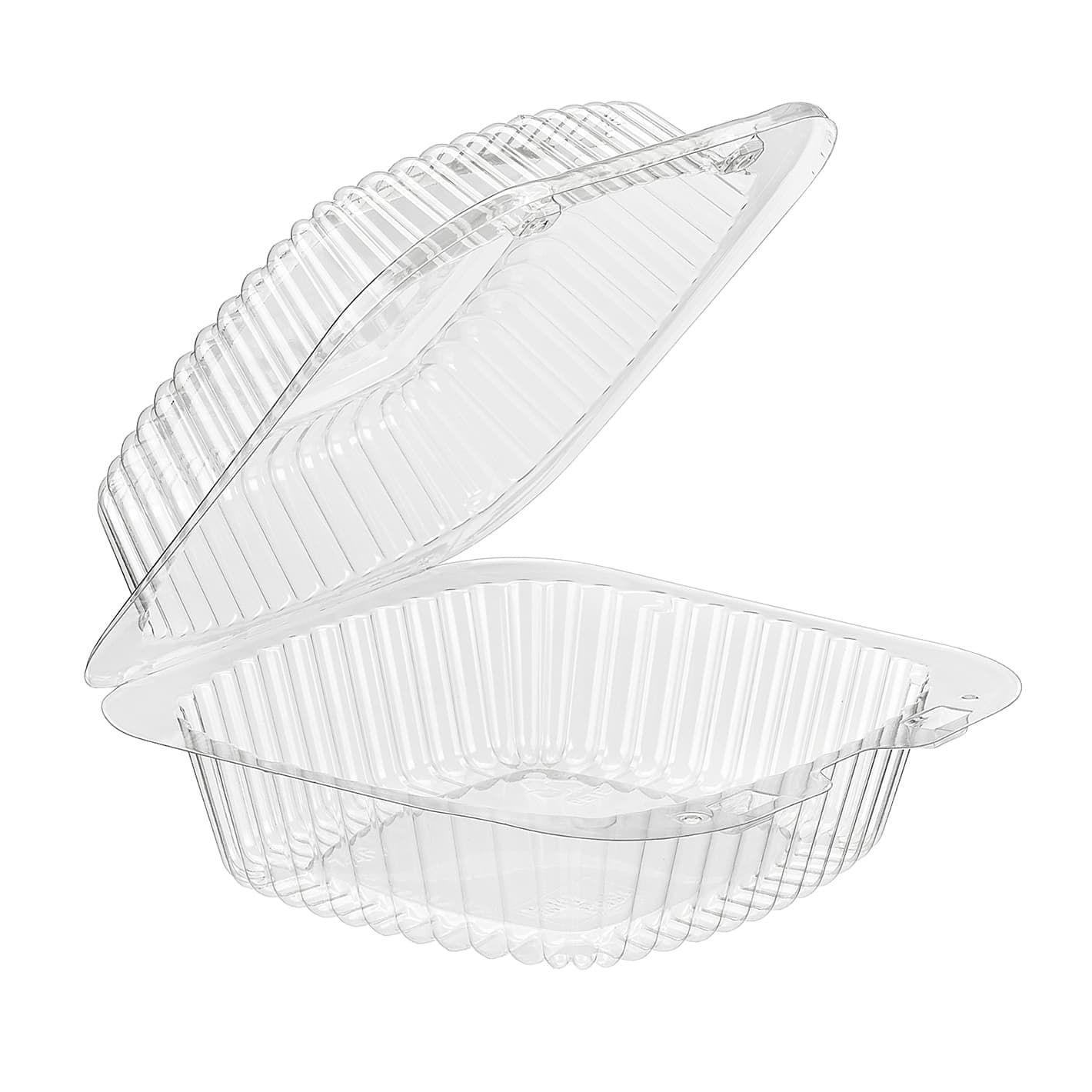 Essentials Take-Out Container Hinged With Dome Lid Small (SM) 5.9375X5.9375X2.6875 IN RPET Clear Square Bar Lock 500/Case