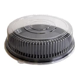 Serving Tray Base & Lid Combo With Dome Lid 16X4.13 IN PET Black Clear Round 25/Case