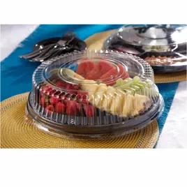 Serving Tray Base & Lid Combo With Dome Lid 12X4.13 IN PET Black Clear Round 25/Case