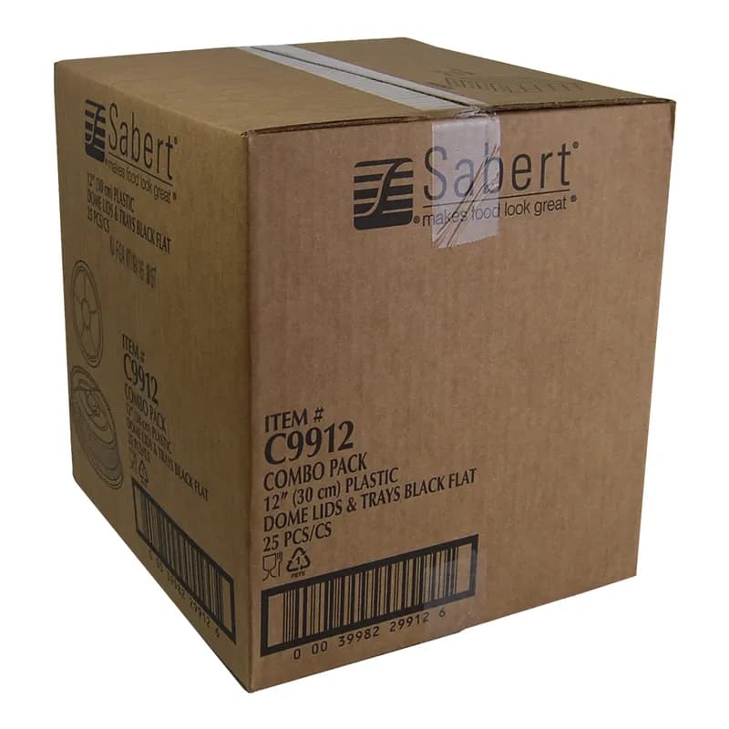 Serving Tray Base & Lid Combo With Dome Lid 12X4.13 IN PET Black Clear Round 25/Case