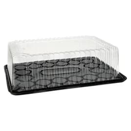 Bakery Tray & Lid Combo With Dome Lid 1/4 Size 14.5X10.75X4.25 IN PET Black Clear Fluted 50/Case