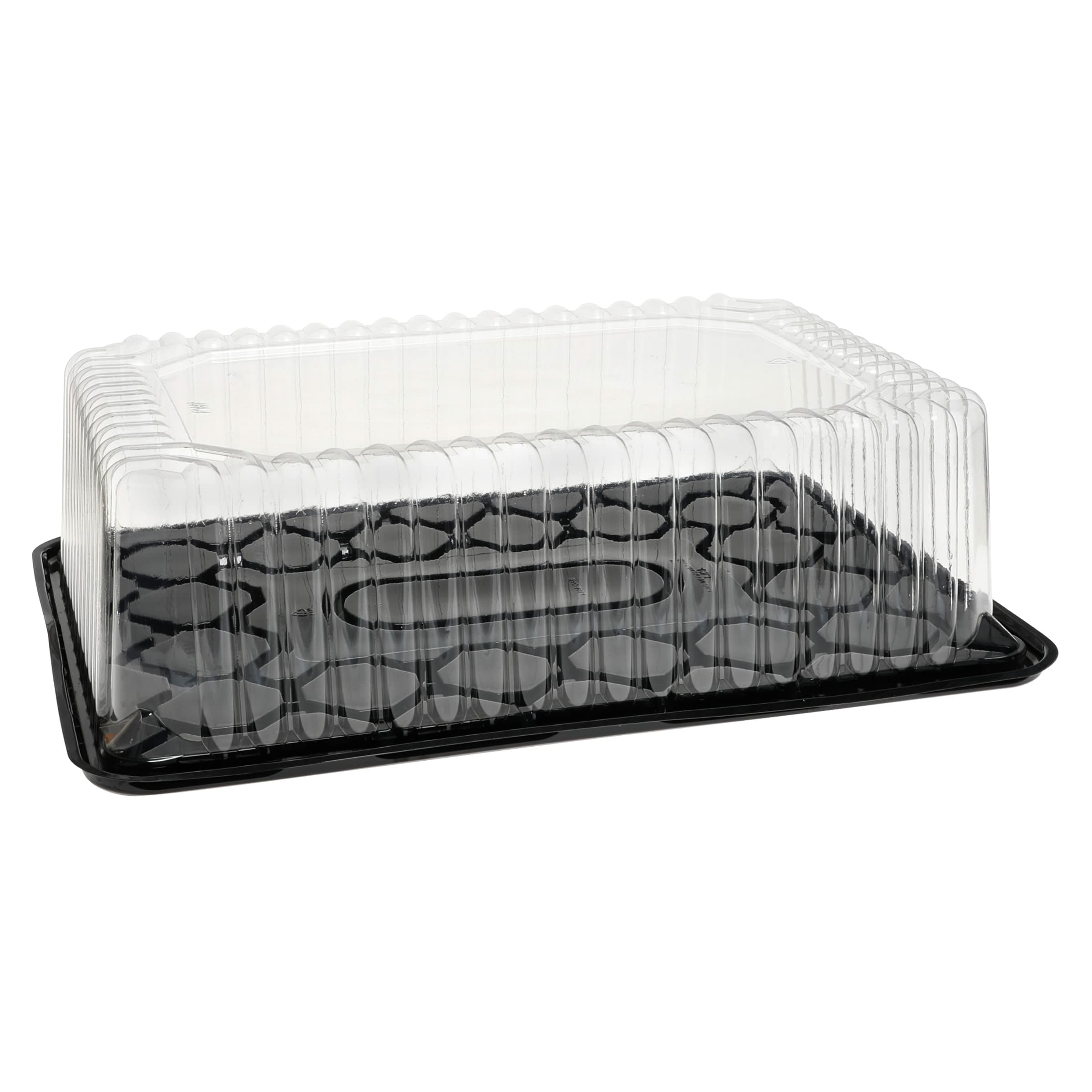 Bakery Tray & Lid Combo With Dome Lid 1/4 Size 14.5X10.75X4.25 IN PET Black Clear Fluted 50/Case