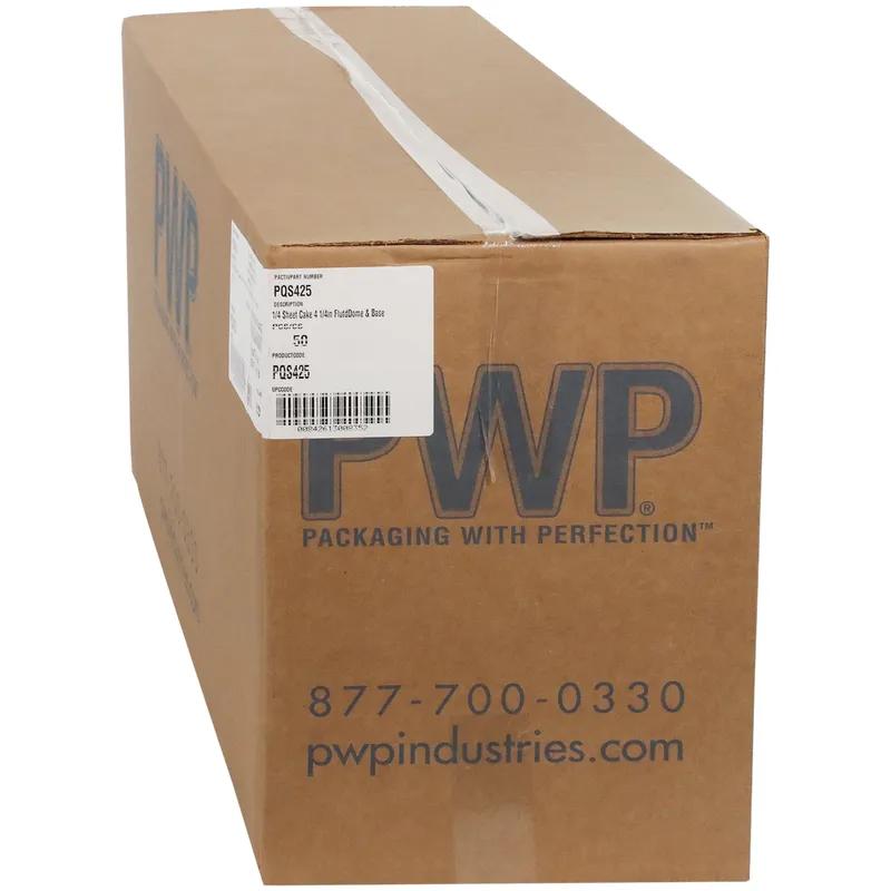 Bakery Tray & Lid Combo With Dome Lid 1/4 Size 14.5X10.75X4.25 IN PET Black Clear Fluted 50/Case