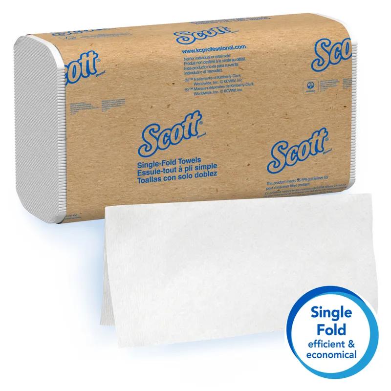 Scott® Folded Paper Towel 9.3X10.5 IN White Single Fold Bleached 250 Sheets/Pack 16 Packs/Case 4000 Sheets/Case