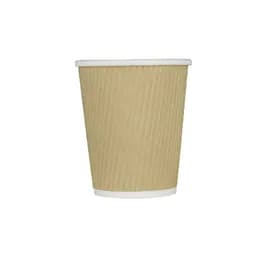 Karat® Hot Cup Insulated Ripple 8 OZ Double Wall Poly-Coated Paper Kraft 500/Case