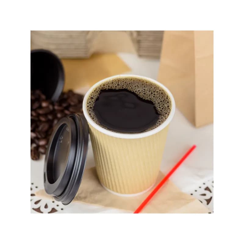Karat® Hot Cup Insulated Ripple 8 OZ Double Wall Poly-Coated Paper Kraft 500/Case