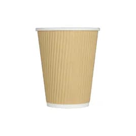 Karat® Hot Cup Insulated Ripple 12 OZ Double Wall Poly-Coated Paper Kraft 500/Case