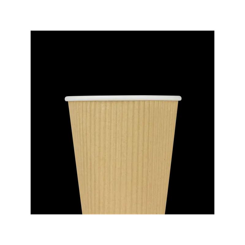 Karat® Hot Cup Insulated Ripple 12 OZ Double Wall Poly-Coated Paper Kraft 500/Case