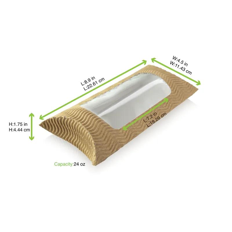 Bakery Box Small (SM) 8.9X3.6X1.75 IN Paper Kraft Rectangle With Window 25 Count/Pack 10 Packs/Case 250 Count/Case