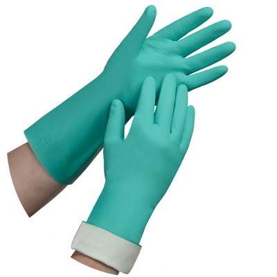 Gloves Large (LG) Green Nitrile Rubber Disposable 12/Pack