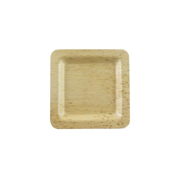 Plate 3.5X3.5 IN Bamboo Leaf Natural Square 10 Count/Pack 10 Packs/Case 100 Count/Case