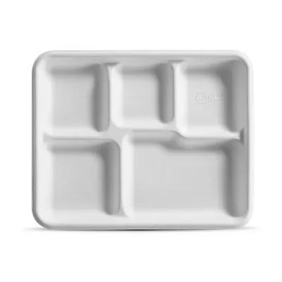 The Chinet Brand® Cafeteria & School Lunch Tray 9X11 IN 5 Compartment Molded Fiber White Rectangle 500/Case