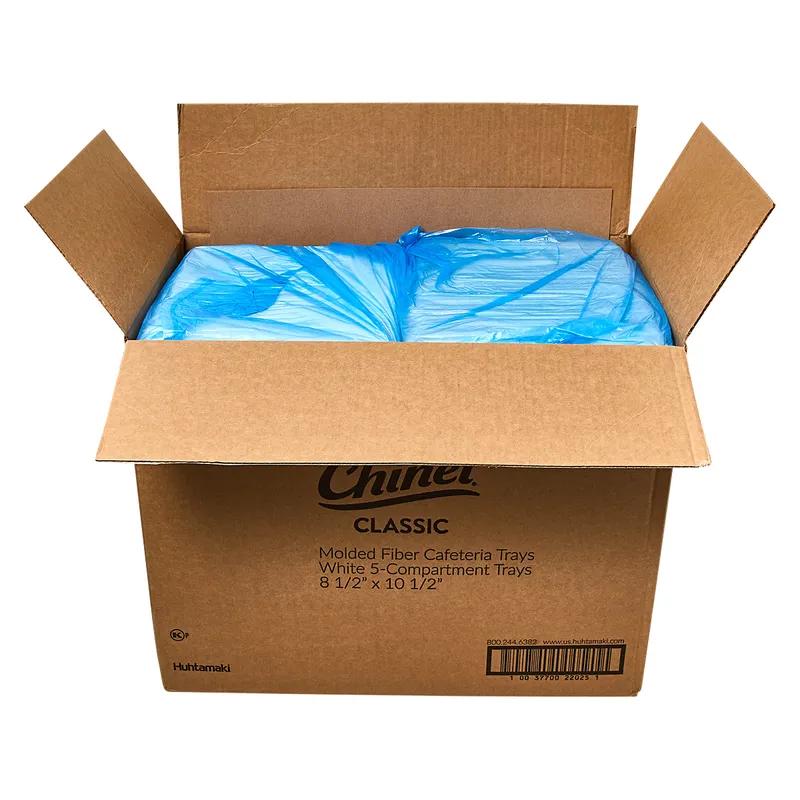 The Chinet Brand® Cafeteria & School Lunch Tray 9X11 IN 5 Compartment Molded Fiber White Rectangle 500/Case