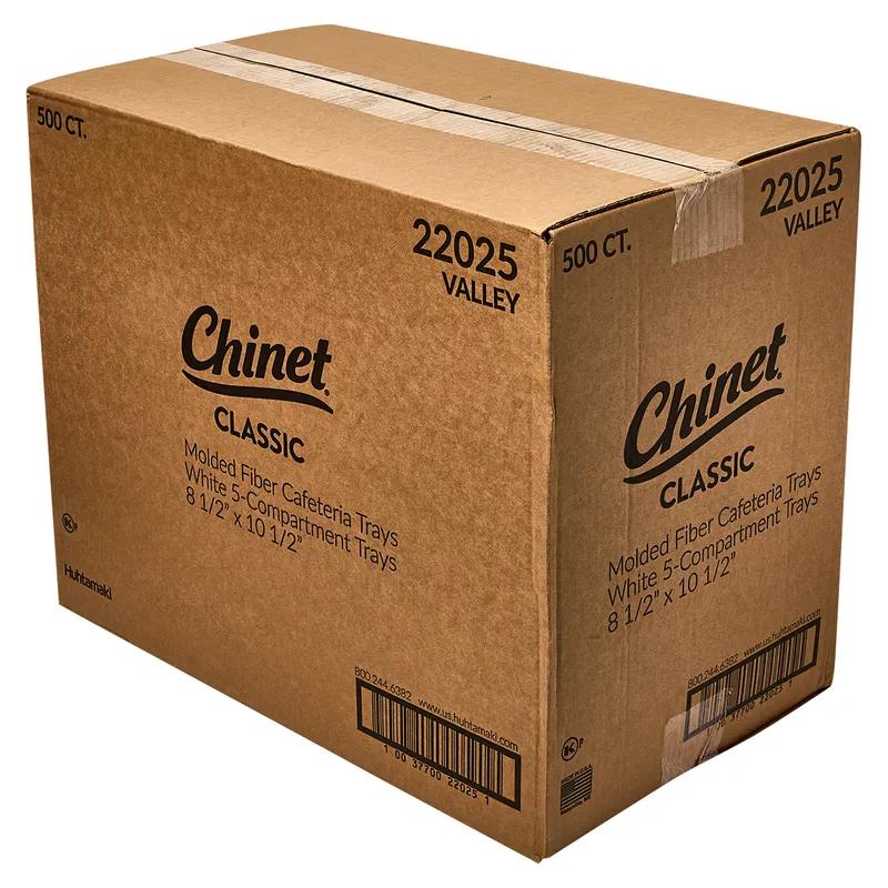 The Chinet Brand® Cafeteria & School Lunch Tray 9X11 IN 5 Compartment Molded Fiber White Rectangle 500/Case